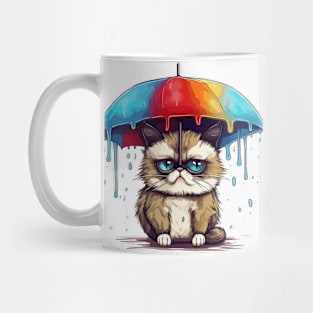 Cute anime kitty with a rainbow umbrella Mug